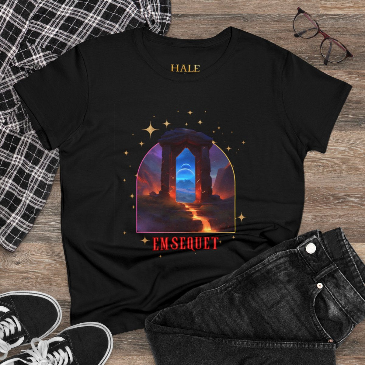 Emsequet - Graphic Cotton Tee-HALE