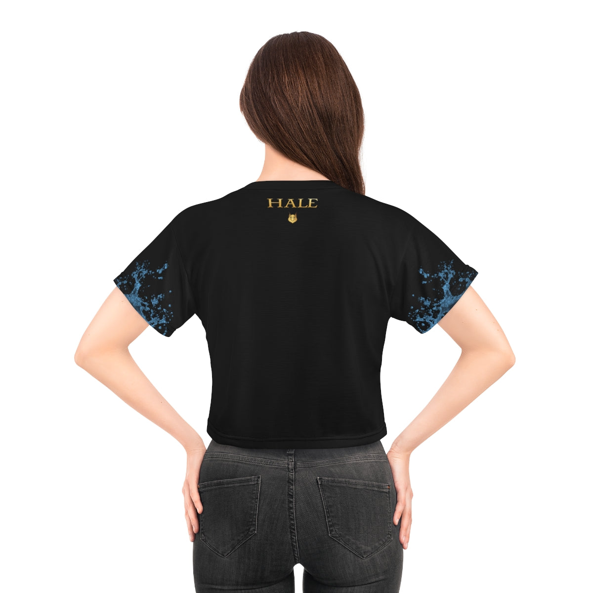 Juniors'  Graphic Siren Crop Top Short Sleeve T- Shirt  - Black-HALE